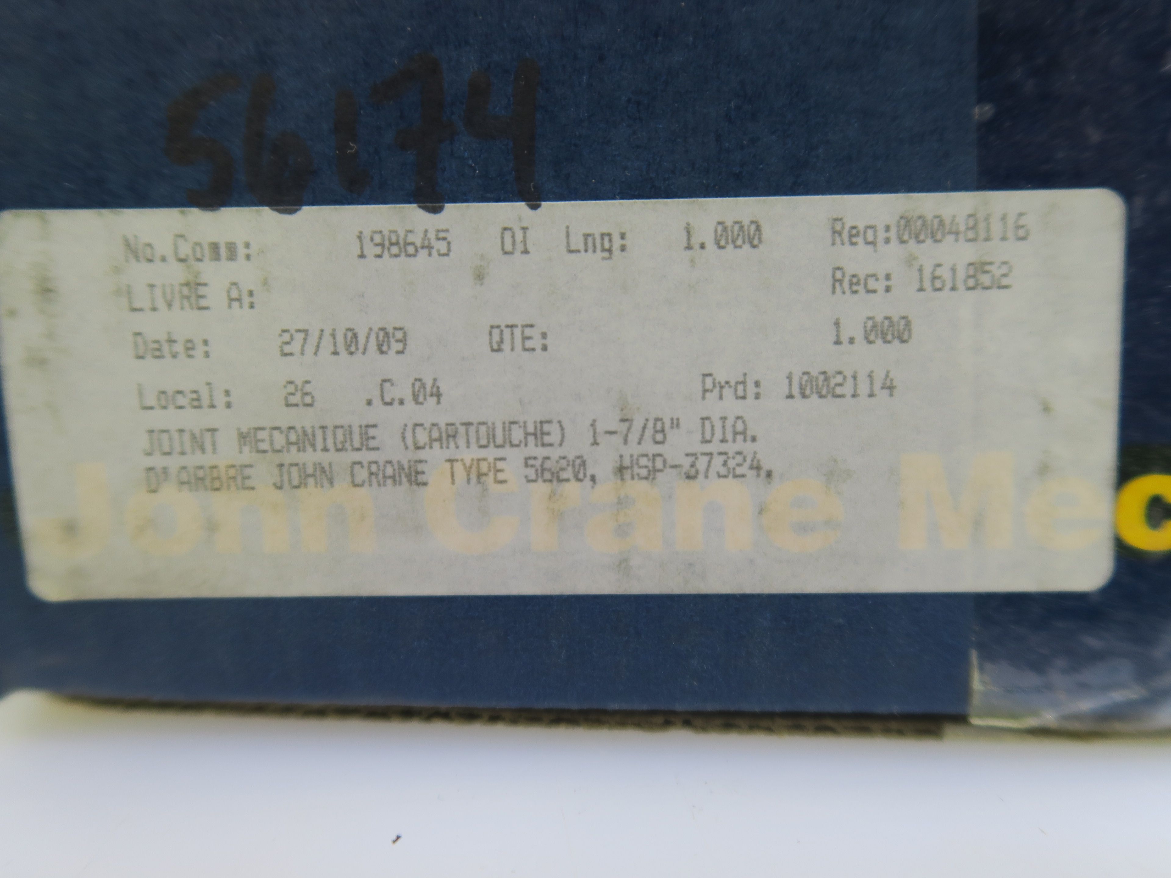 MECHANICAL SEAL - JOHN CRANE 5620 - 1.875 MECHANICAL SEAL - JOHN CRANE 5620 - 1.875